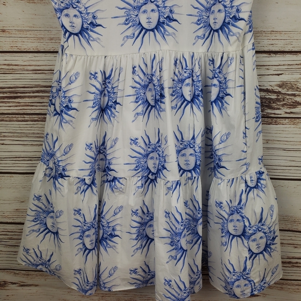 Amanda Uprichard Womens Small White/Blue Soleil Sun Print Connolly Mini Dress - Picture 10 of 11